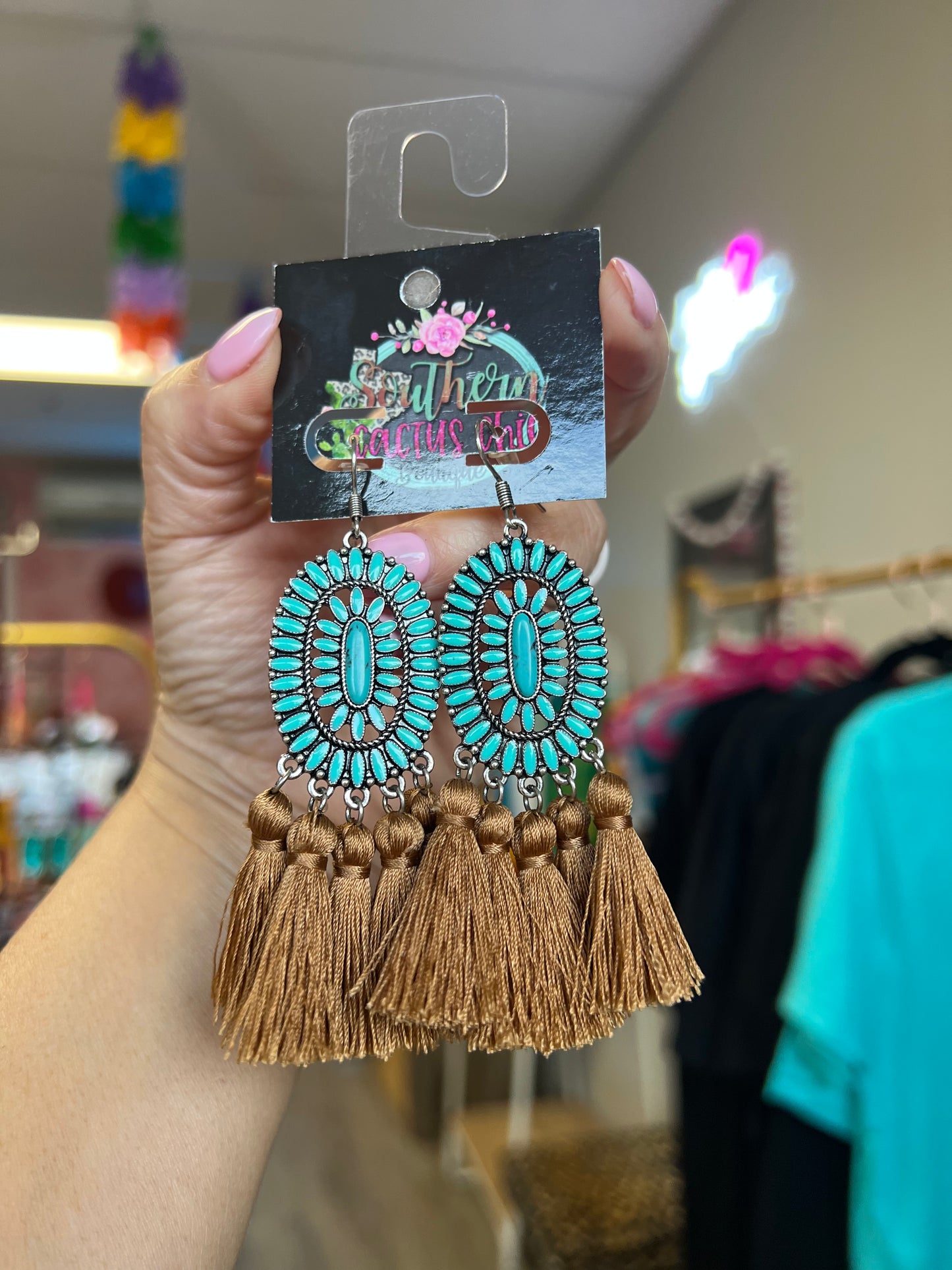 Western Hot Pink Concho Earrings