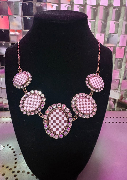 Pink Checkerboard necklace
