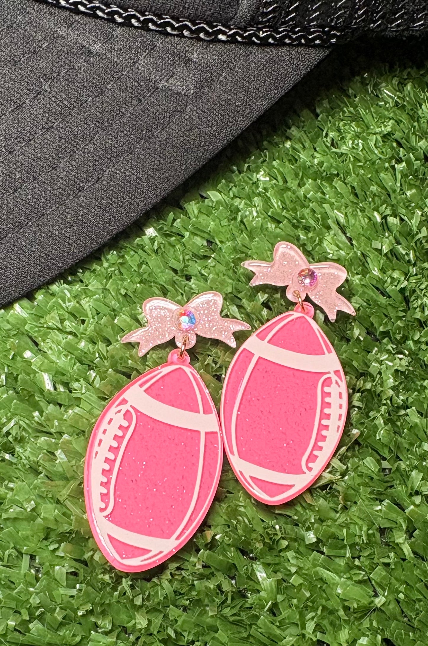 Pink Touchdown Bow Earrings