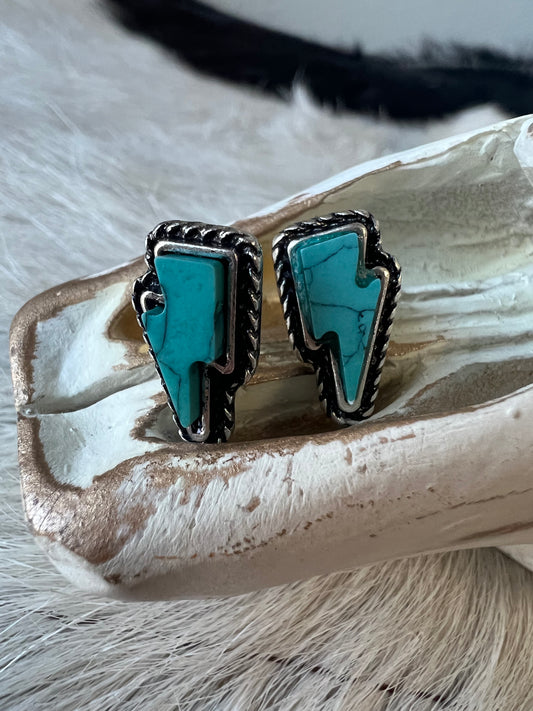 Turquoise Stone Lightning Studs