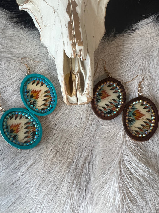 Wood Aztec Earrings