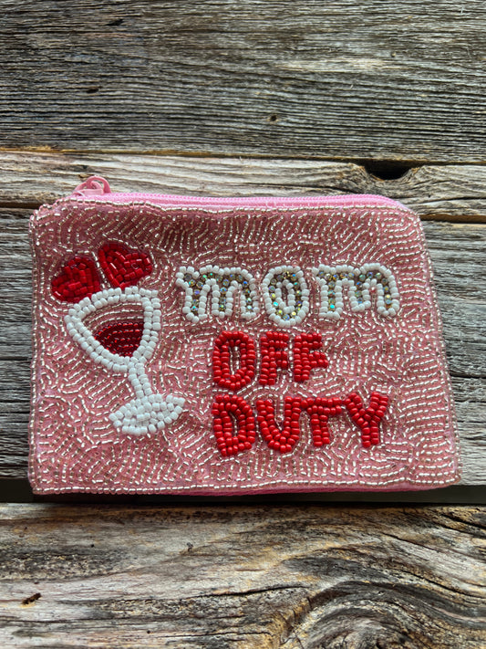 Mom off DUTY Beaded Coin Purse