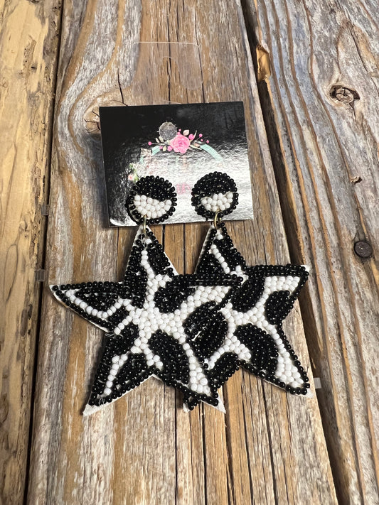 Cow Star Beaded Earrings